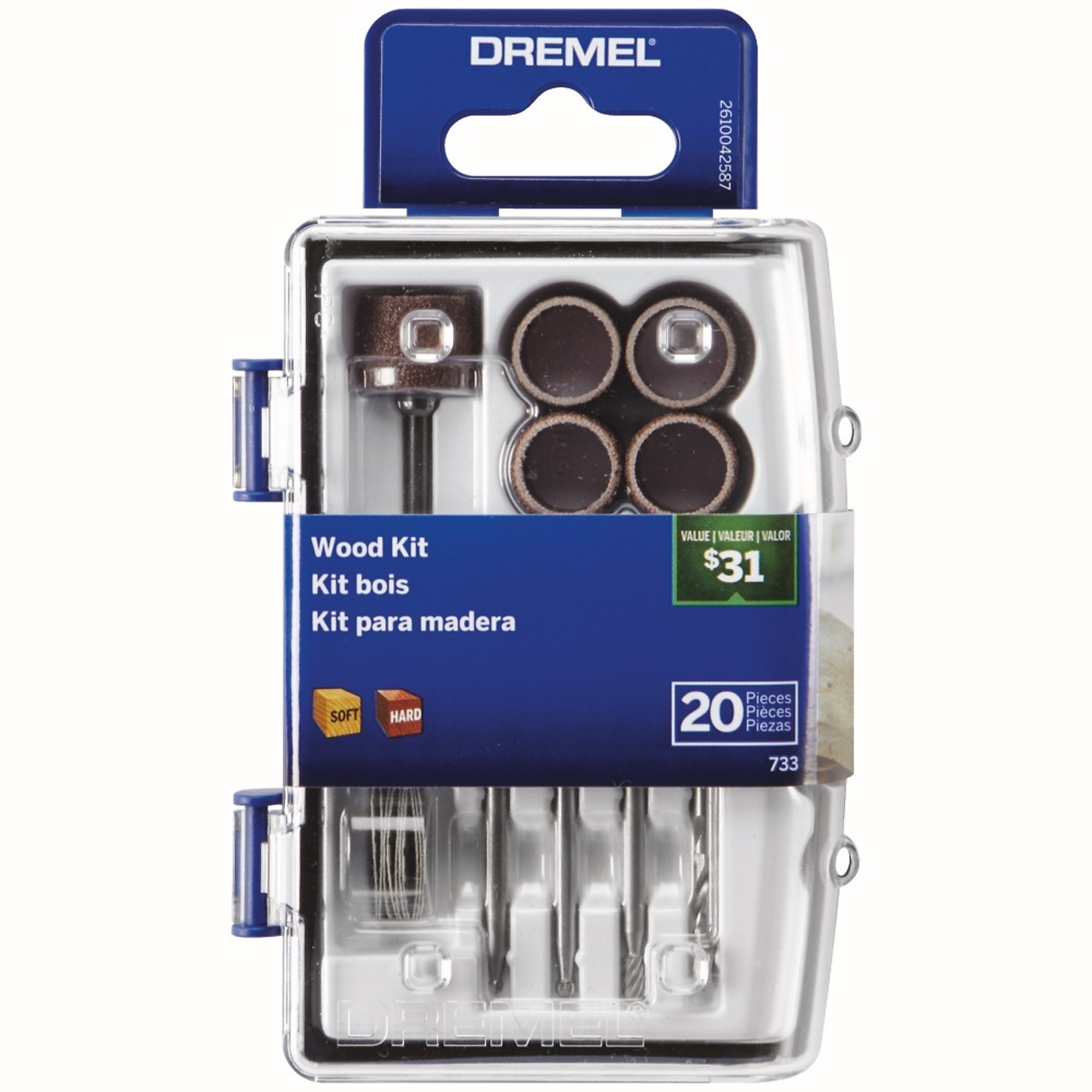 Dremel Woodworking Accessory Kit — 20-Piece, Sanding, Carving, Drilling, Model# 733-01
